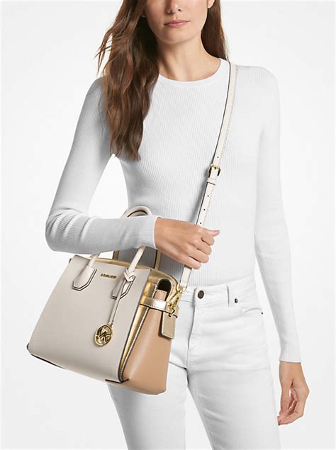 michael michael kors mercer medium pebbled leather belted satchel|mercer medium logo belted satchel.